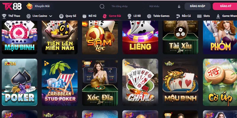 Game bài TX88 - Sảnh cược hấp dẫn