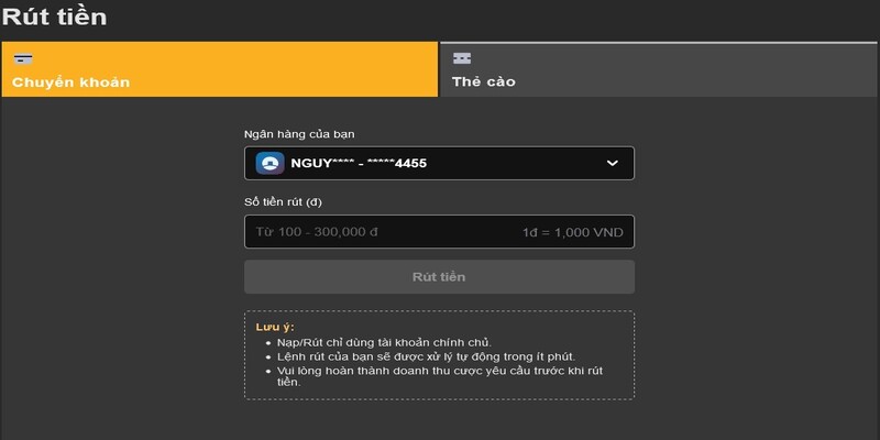 Không rút được tiền tại TX88